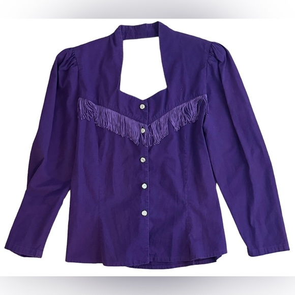 Vintage Western Lilia Smitty Exclusive Made in USA Purple, Fringe, EUC - Picture 1 of 4
